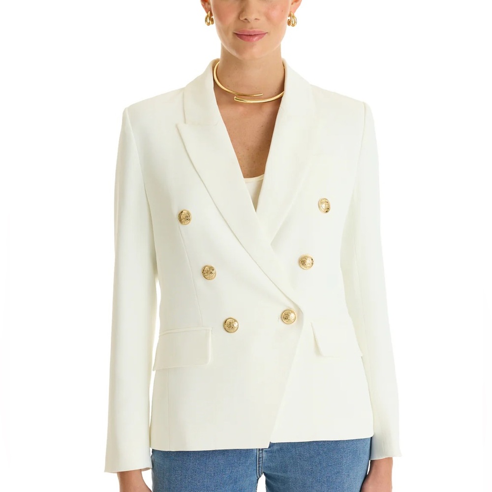 The Noli Shop Sasha Double Breasted Blazer Womens Size Small White Color NWT